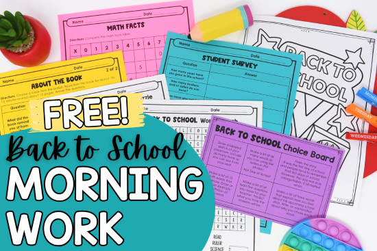 Click to download the free morning work for the first day of school!