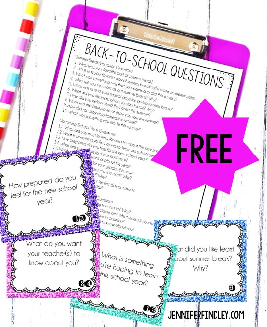 Free back-to-school reflection activity! Use these free back to school reflection questions to have students share and discuss summer break memories, set goals for the upcoming year, and share their beginning of the year thoughts and feelings.