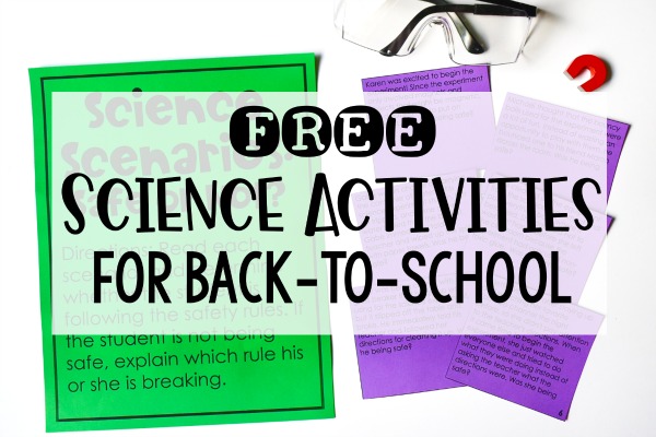 Free back-to-school science activities! These free science activities are perfect for back-to-school science lessons, including scientific method poster and science safety activities.