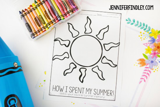 Free back-to-school activities for grades 3-5, including this printable that has the students sketching their favorite summer memories (which can also lead into the first writing prompt). Grab this free back to school printable and more on this post.