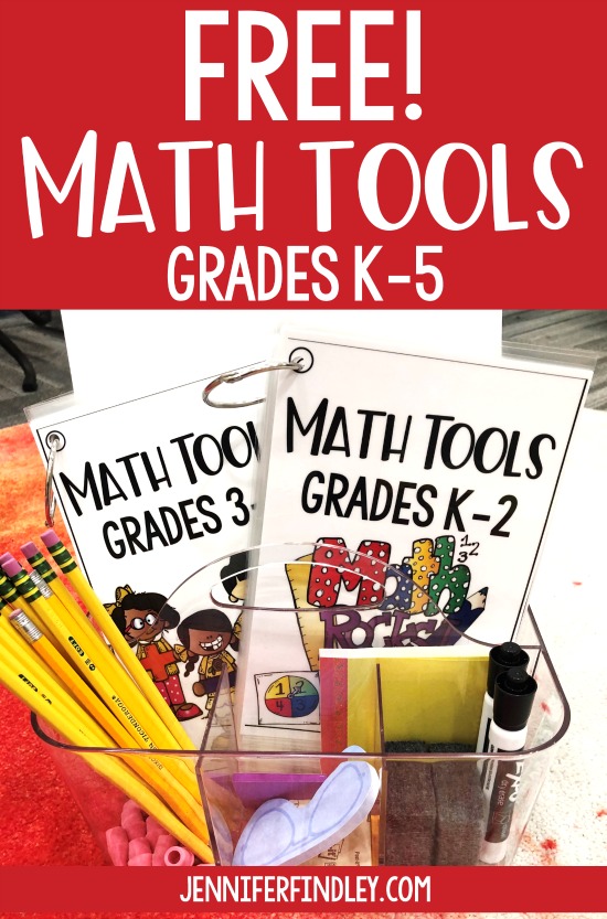 Free math tools for grades K-5! Using math tools is a great strategy for supporting students while also promoting independence. Read more and grab free printables to make your own math tools on this post.