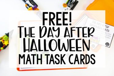 Survive and thrive the day after Halloween with this free “The Day After Halloween” activity for math! The free activity includes 28 math task cards for grades 4-5 that all have a “Day After Halloween” theme.