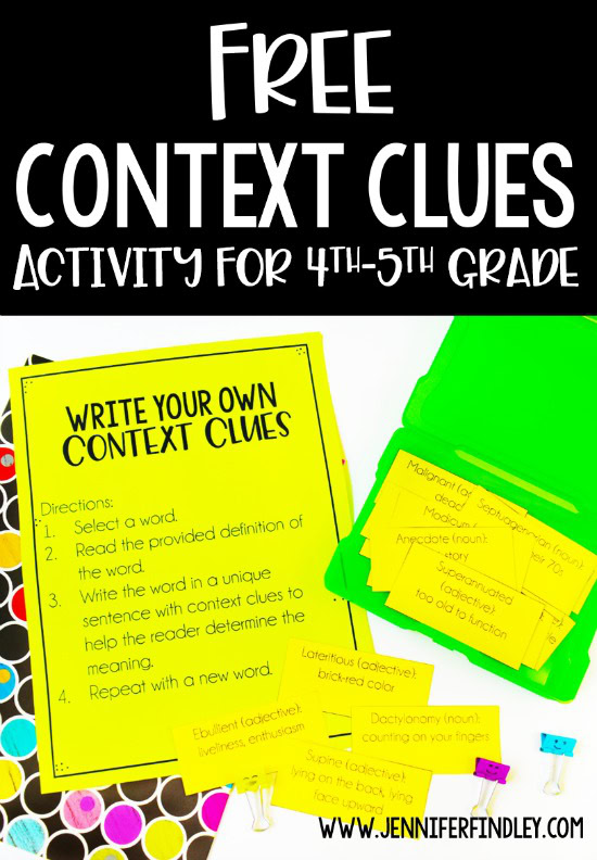 free context clues activity for grades 4 5 teaching with jennifer findley