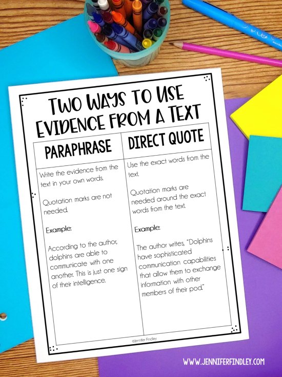 Teach your student the two ways to cite text evidence with these FREE quoting and paraphrasing text evidence posters!