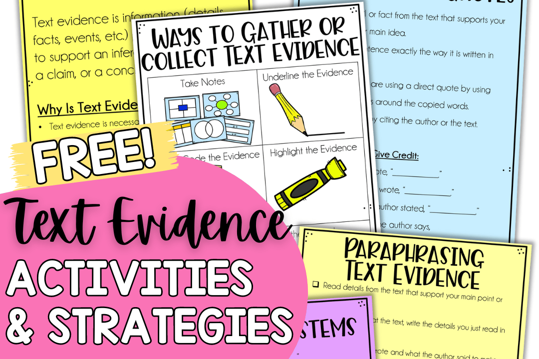 Text Evidence Activities and Strategies - Tips for Teaching Students to ...