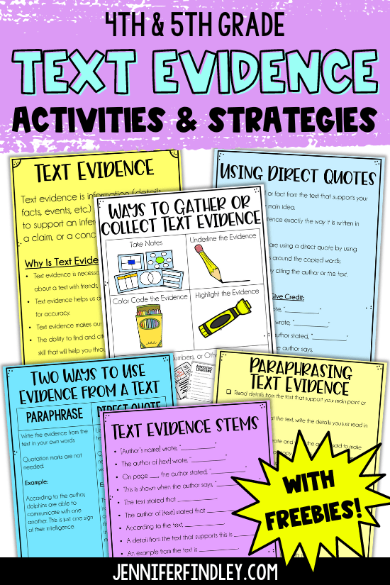 Use these free text evidence activities and strategies for your 4th and 5th grade students.
