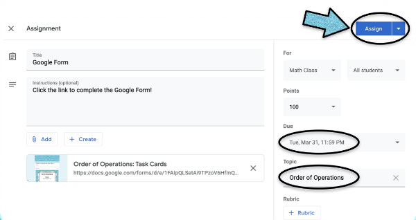 Google Forms are a great option for assigning practice and work online (no matter what online platform you are using). Check out this post for details on how to assign google forms to your students (and grab a free downloadable guide).