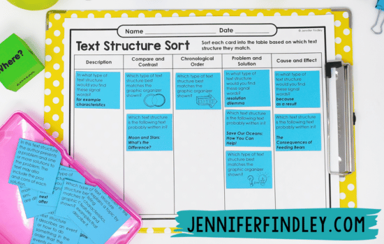 Free text structures sort! Grab a free sort for practicing and teaching text structures (and a few more free activities on this post!) 