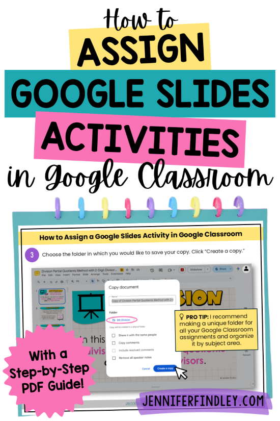 Learn how to assign Google Slides activities and lessons through Google Classroom with this free downloadable guide!