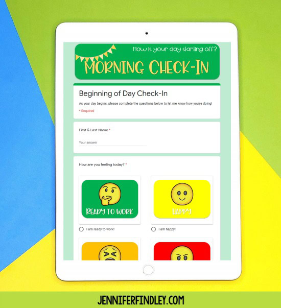 Use these FREE Daily Check-In Google Forms to check in with your students regularly during digital distance learning!