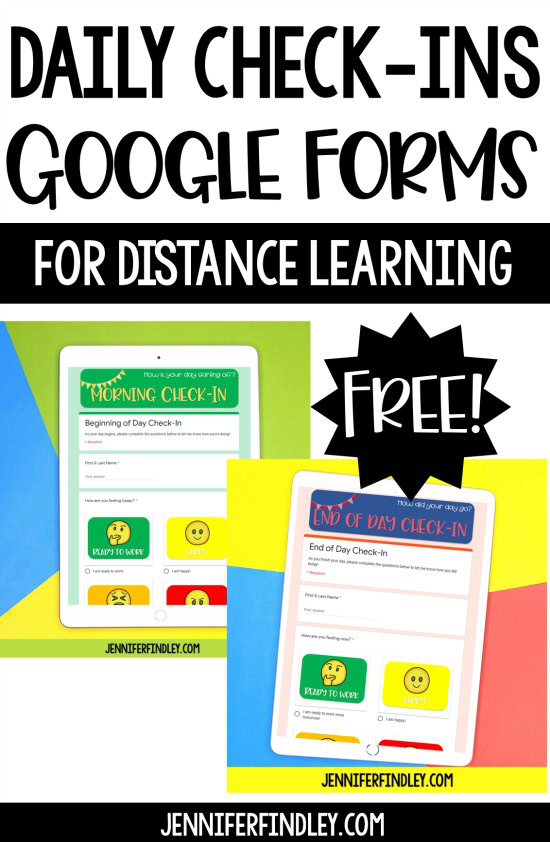 Need a way to check in with your students while you are doing distance learning? Grab these FREE daily Check-In Google Forms!