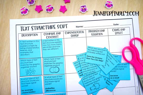 Free text structures sort! Grab a free sort for practicing and teaching text structures (and a few more free activities on this post!) 