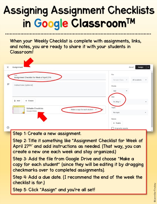 google classroom assignment list