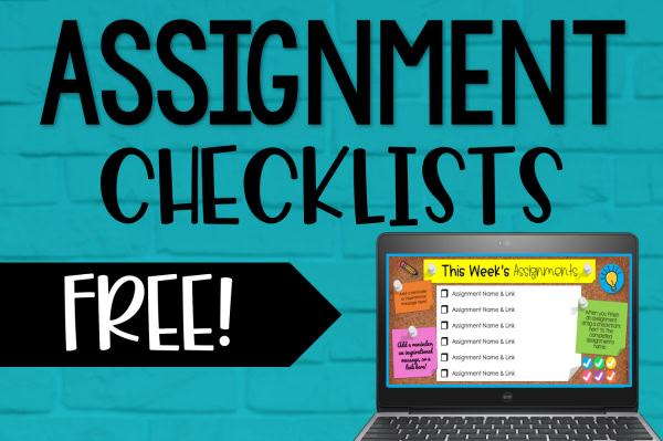 Help keep students (and parents) organized with Google Classroom using these FREE digital assignment checklists! There are digital assignment checklists for daily assignments, weekly assignments, and subject-specific assignments!