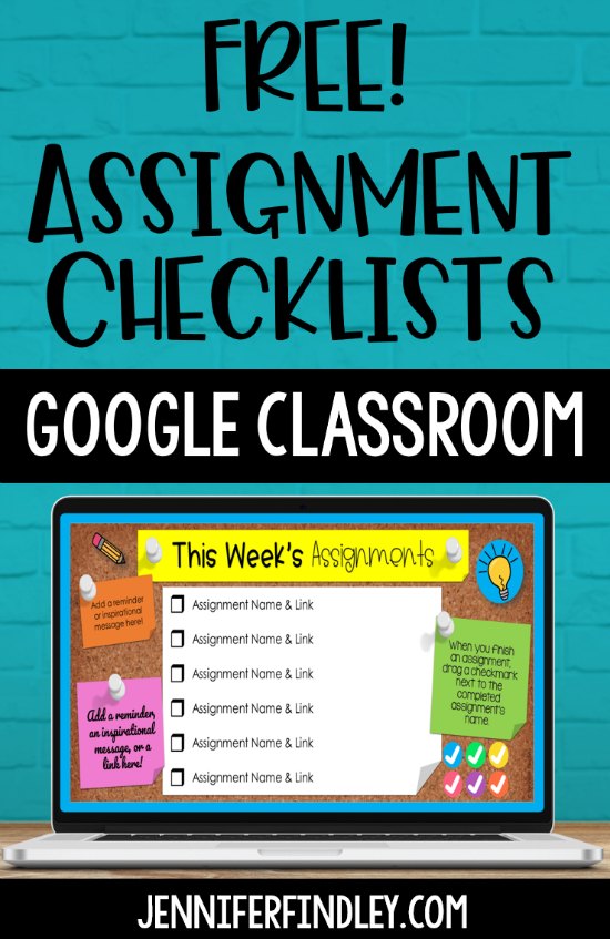 Help keep students (and parents) organized with Google Classroom using these FREE digital assignment checklists! There are digital assignment checklists for daily assignments, weekly assignments, and subject-specific assignments!