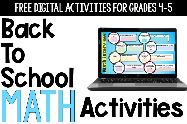 Free digital back to school math activities! Use these digital math activities to help your students get to know each other and to start practicing some simple math to get in the routine of math instruction!