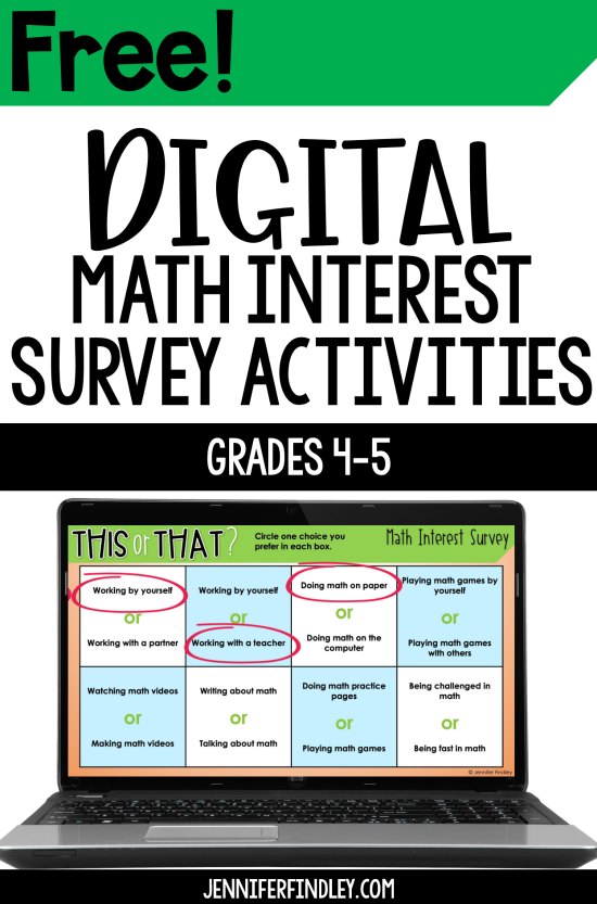 Teaching digitally and need a way to learn more about your students? Grab FREE digital math interest survey activities to help!