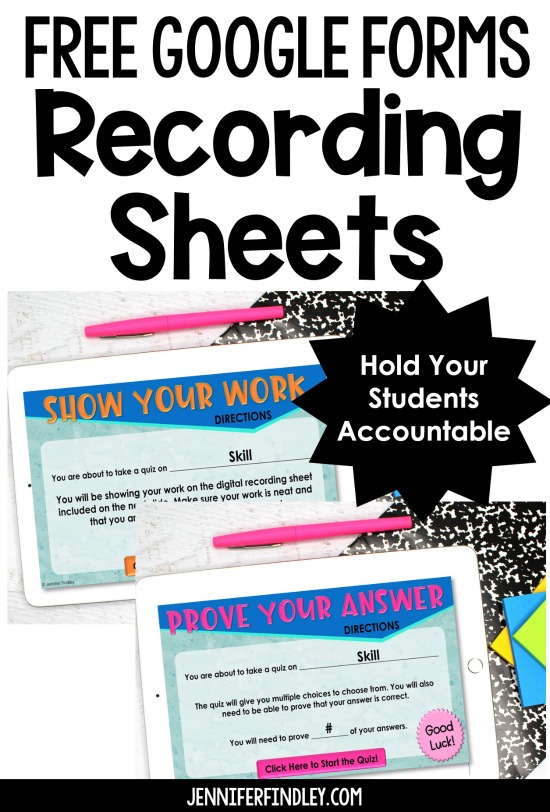 Need accountability resources to use with Google Forms? Grab these free recording sheets for Google Forms to add in accountability and make student learning more visible.