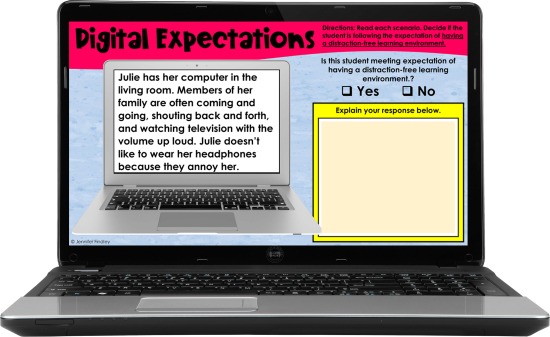 Free digital expectations scenarios for paying attention during live sessions and creating a distraction-free work environment!