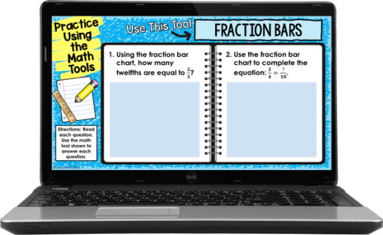 Help teach your students how to use the free digital math tools with practice questions for each digital math tool.