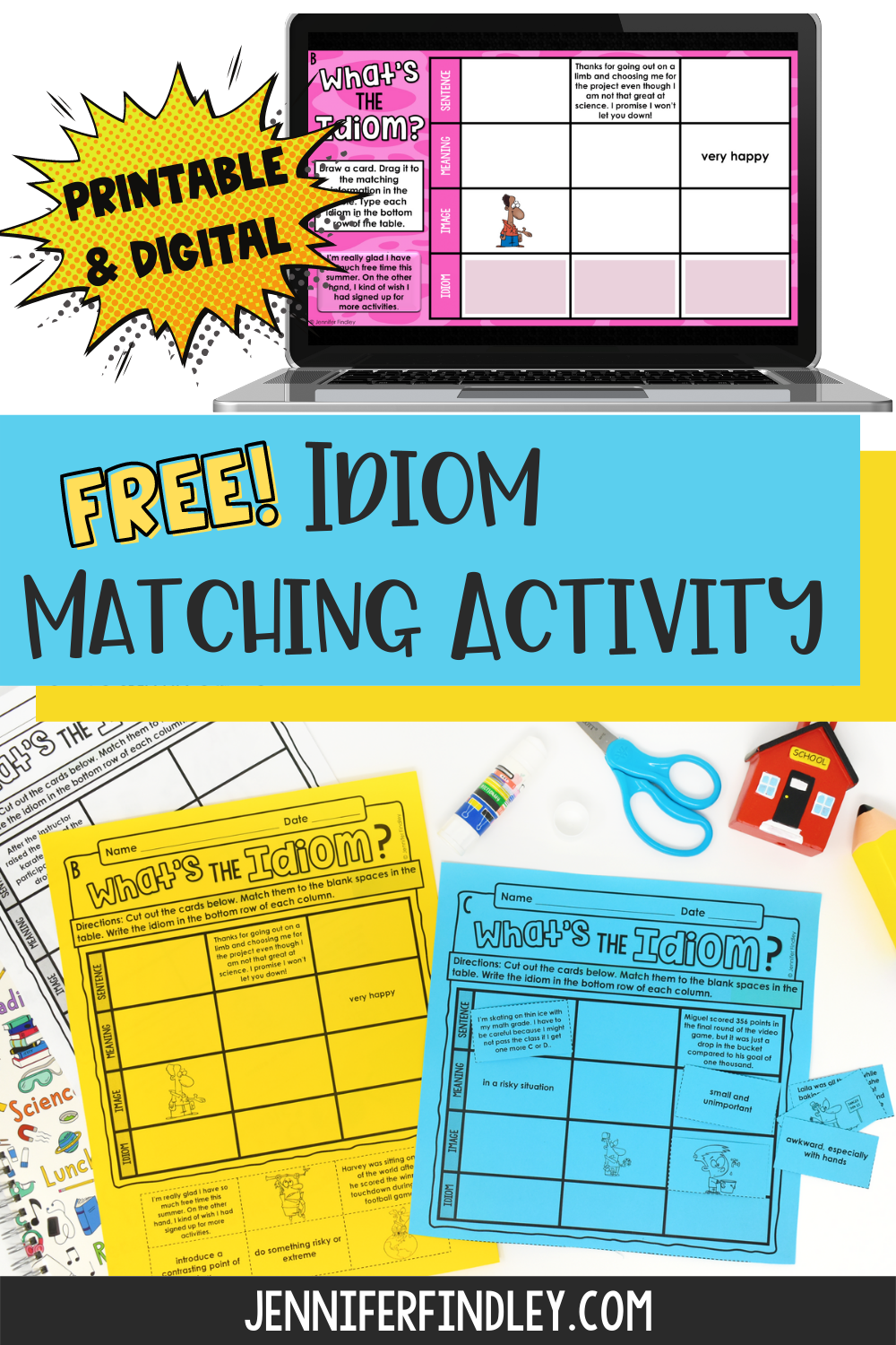 Idioms Matching: Draw A Line To Match The Idiom To The Non-Literal Meaning