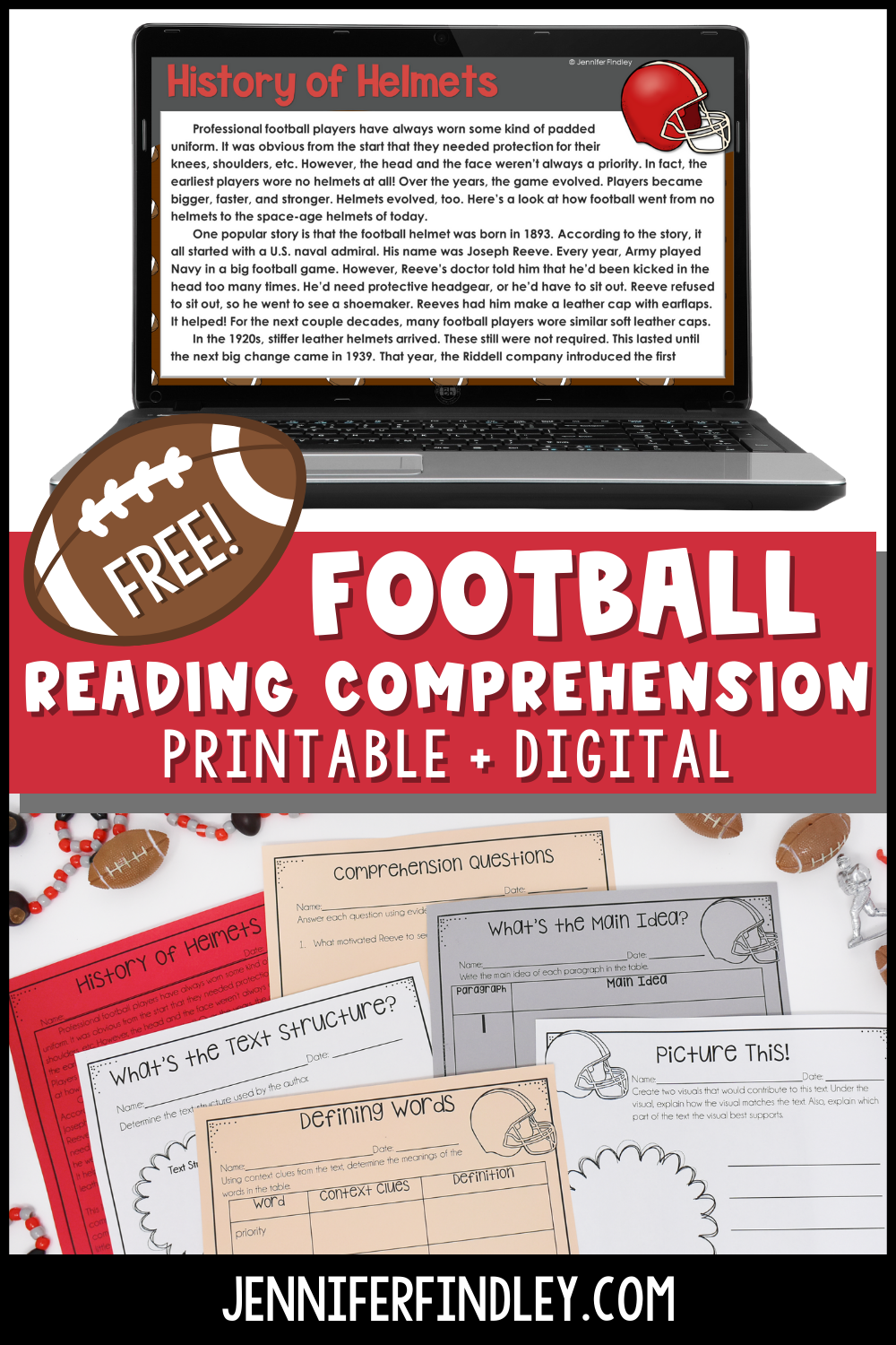 Download this football reading comprehension freebie now!