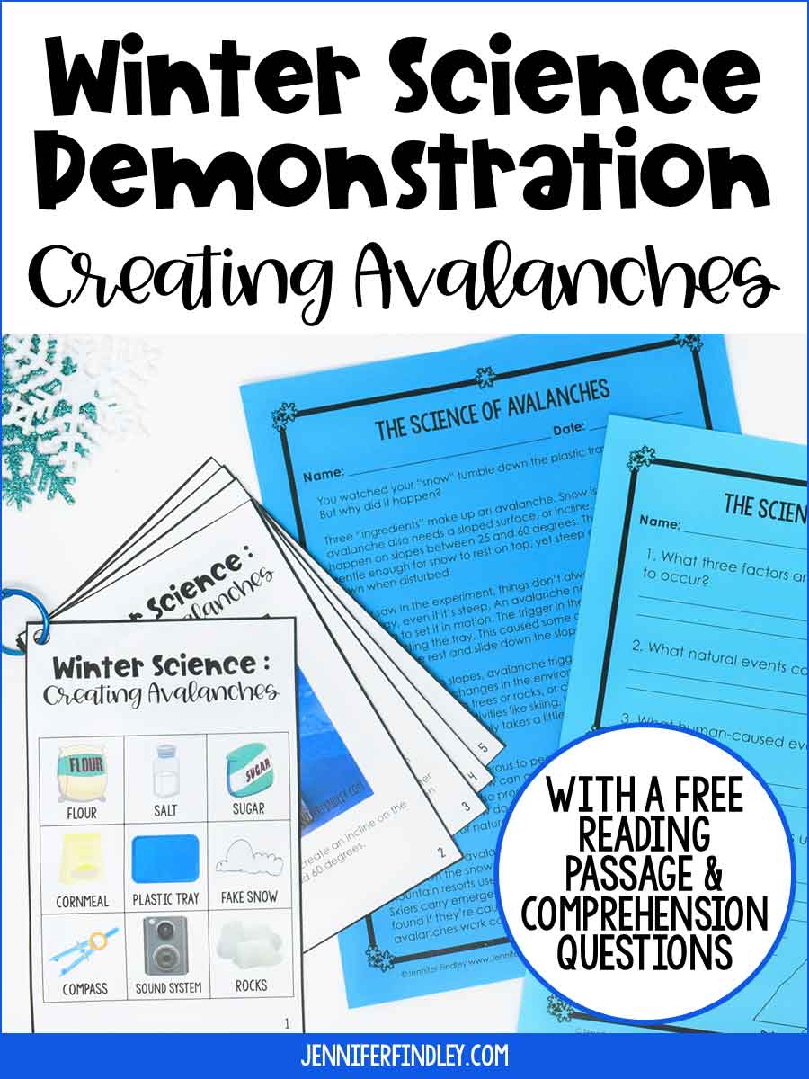 This creating avalanches demonstration is a perfect winter science activity. Get all the details including a free reading passage on this post.