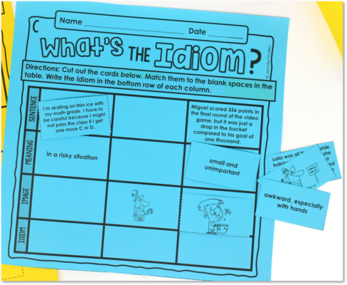 Idioms Matching: Draw A Line To Match The Idiom To The Non-Literal Meaning