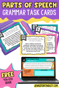 Free Parts of Speech Task Cards - Teaching with Jennifer Findley