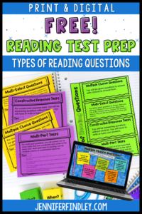 Want to prepare your students for testing? Grab these free resources for reviewing and teaching different types of reading test prep questions.