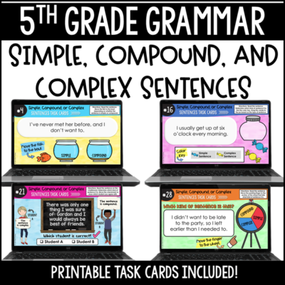 Free grammar activities for simple, compound, and complex sentences!