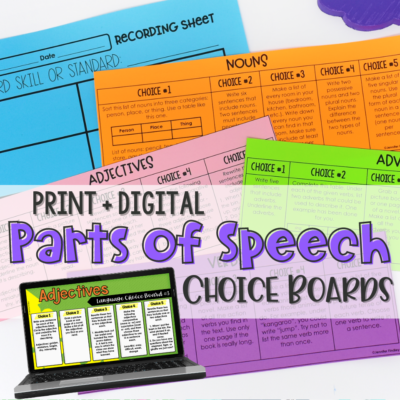 Do you need to review the four main parts of speech before you can dive into grade level grammar skills? Grab free parts of speech activities that you can use to help give your students practice while they review nouns, verbs, adjectives, and adverbs.