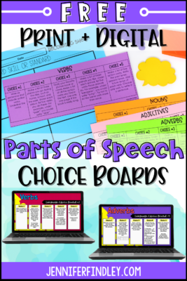 Do you need to review the four main parts of speech before you can dive into grade level grammar skills? Grab free parts of speech activities that you can use to help give your students practice while they review nouns, verbs, adjectives, and adverbs.