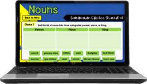 Grab free digital (and printable) choice boards for parts of speech on this post!