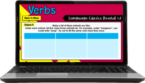 Grab free digital (and printable) choice boards for parts of speech on this post!