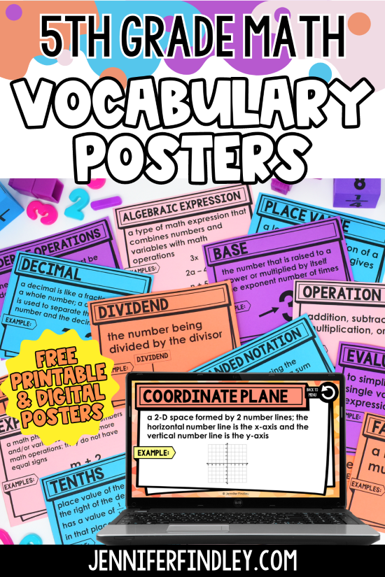 Do your students struggle with math vocabulary? Grab these free 5th grade math vocabulary posters to help your students.