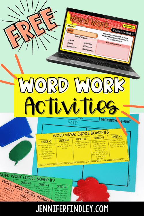 Word work is a great way to get students working with words in engaging ways. Learn new word work activities that you can use to engage your students, including free word work choice boards!