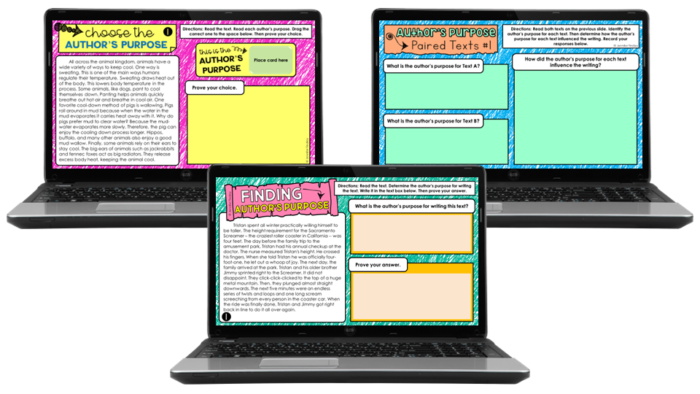 Author's Purpose Passages & Task Cards Game - Activity for Reading Centers