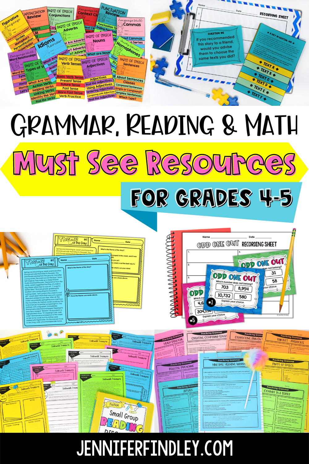 Learn more about my new resources for 4th grade and 5th grade grammar, reading, and math!
