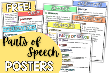 Looking for parts of speech reference tools for your students? Download these free parts of speech posters (digital and printable)!