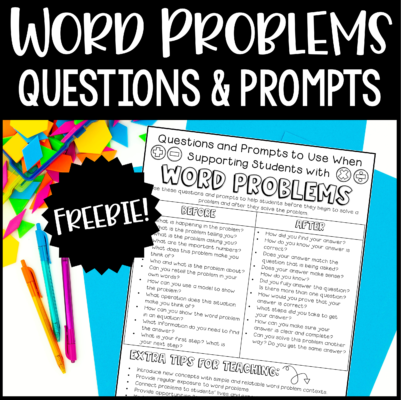 Do your students struggle with word problems? Read how to help students with word problems and grab a free set of questions and prompts.