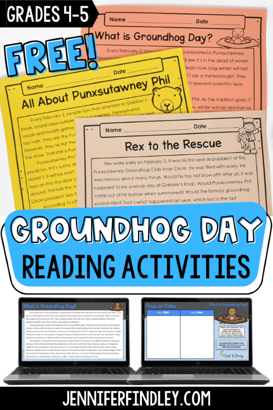 Download these free Groundhog Day Reading Activities for Grades 4-5.