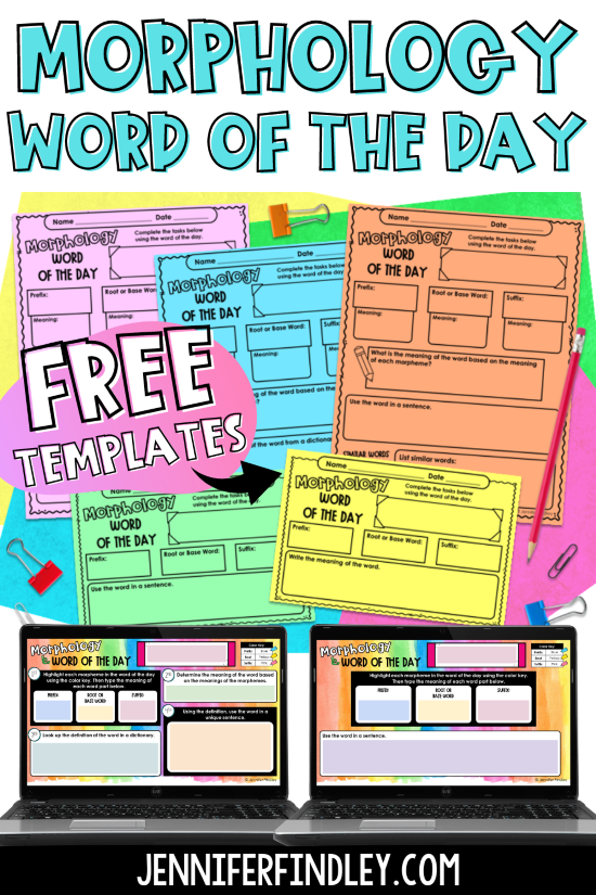 Establish a Morphology Word of the Day Routine with these free printable and digital templates.