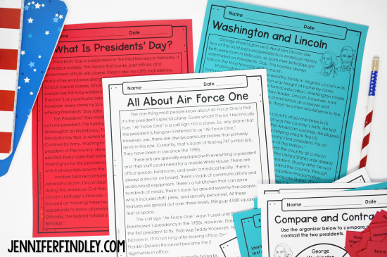Free printable reading activities with a Presidents' Day theme are great for grades 4-5.