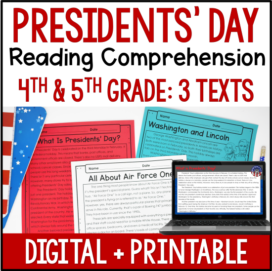 Free Presidents' Day reading activities for upper elementary!