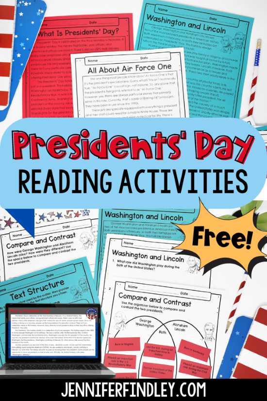 Download these free Presidents' Day reading activities by visiting this post!