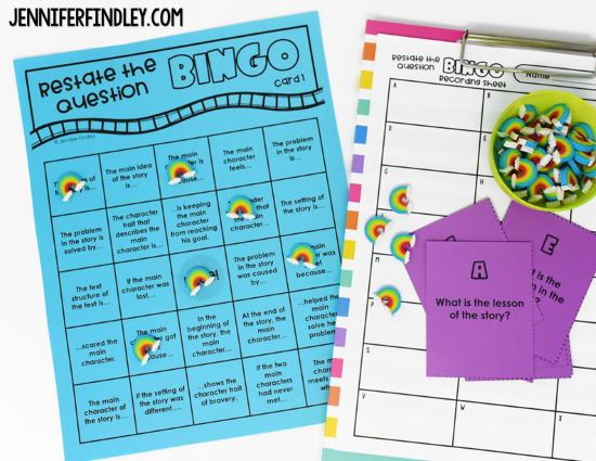 Use this BINGO game for students to practice restating the question in an engaging and fun way!