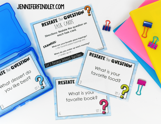 Use these task cards to practice restating the question in grades 4-5.