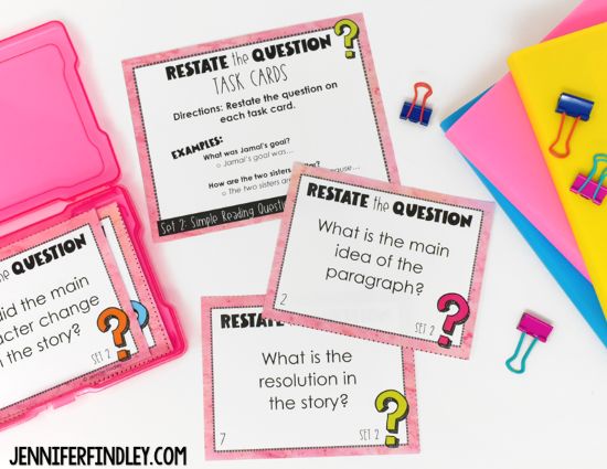 Practice restating the question with these task cards for grades 4-5.