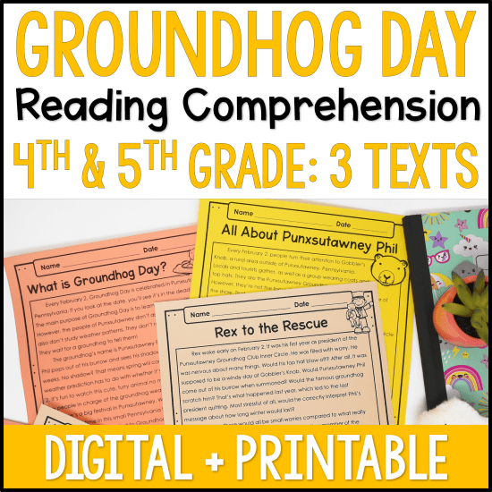 Groundhog Day reading comprehension activities for grades 4-5.